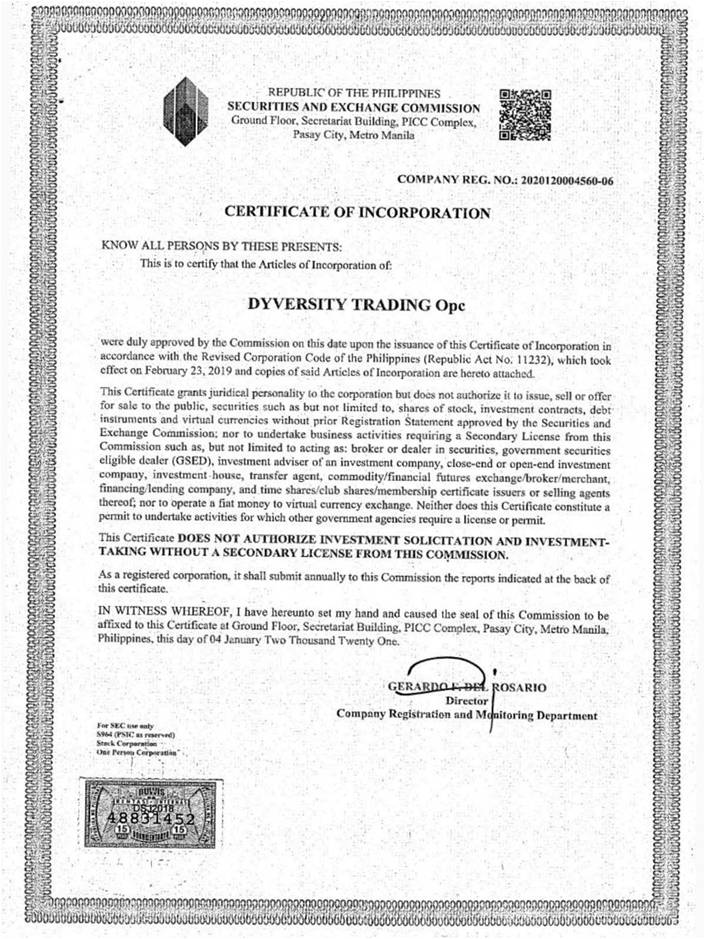 Certificate of Incorporation